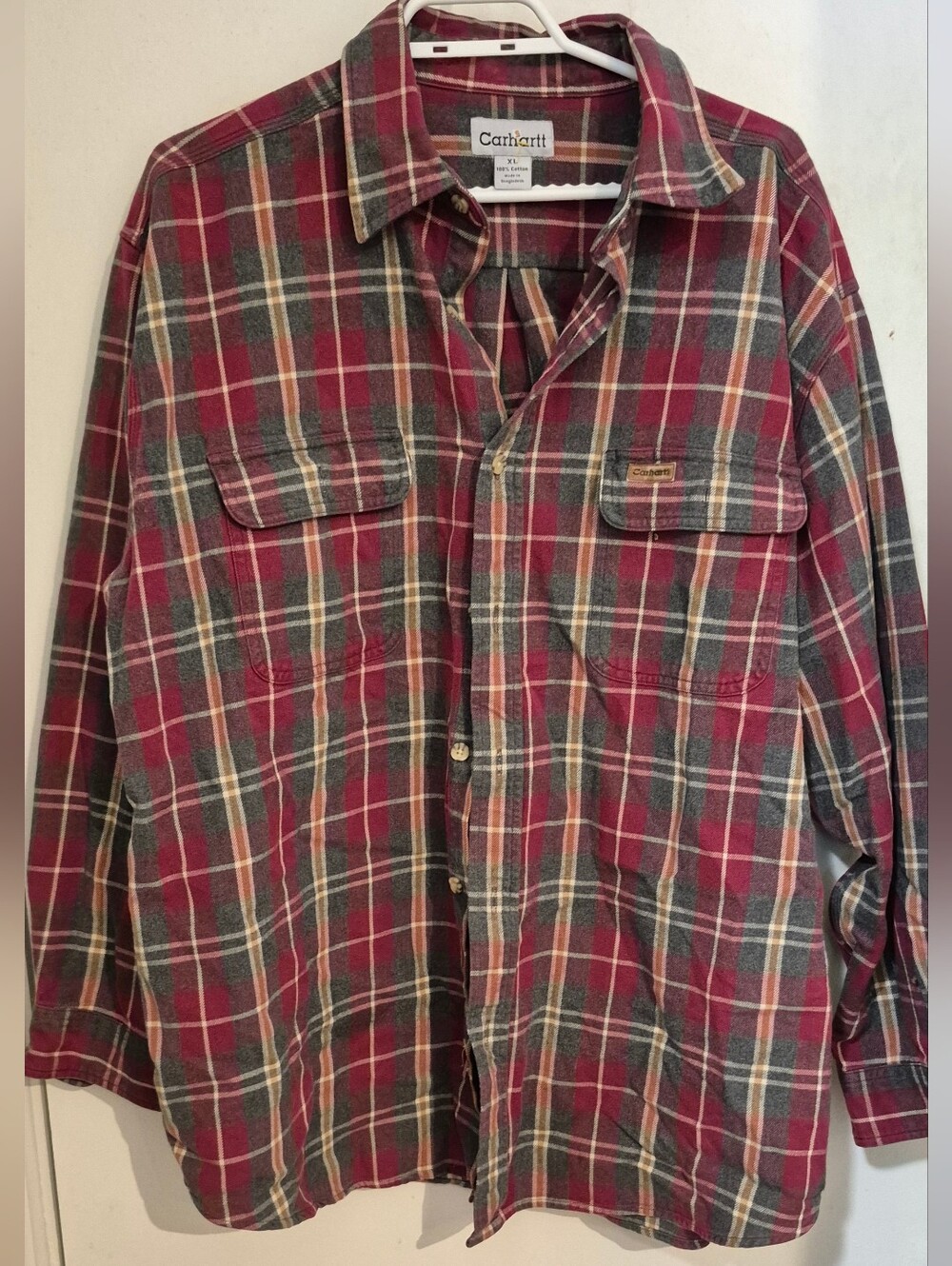 Carhartt Heavyweight Cotton Flannel Men’s  Plaid Button-Down Shirt Sz.XL